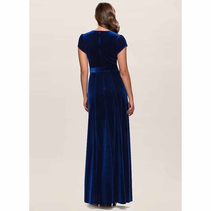 Blush Mark Dreaming Of You Navy Blue Velvet Maxi Dress