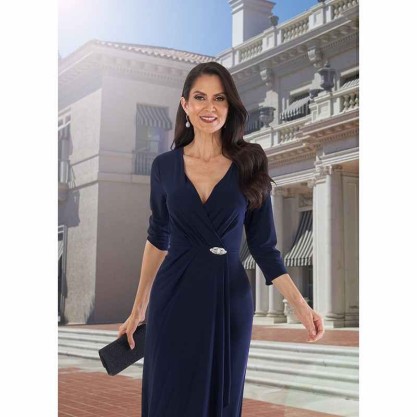 UpStudio Pleated V-Neck Jersey Gown