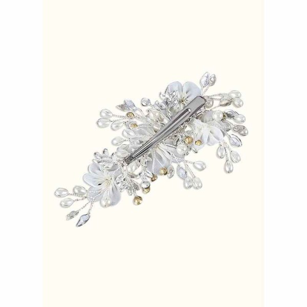 White Floral And Pearl Hairpins