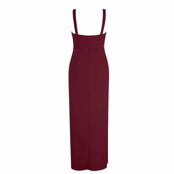 AZ Occasions Maxi Stretch Crepe Dress with Keyhole and Slit