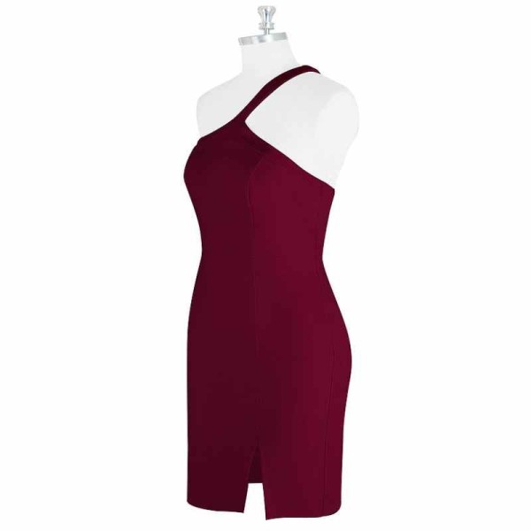 AZ Occasions Mini Stretch Crepe Dress with One Shoulder Strap