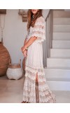 Apricot ladies' holiday lace patchwork dress