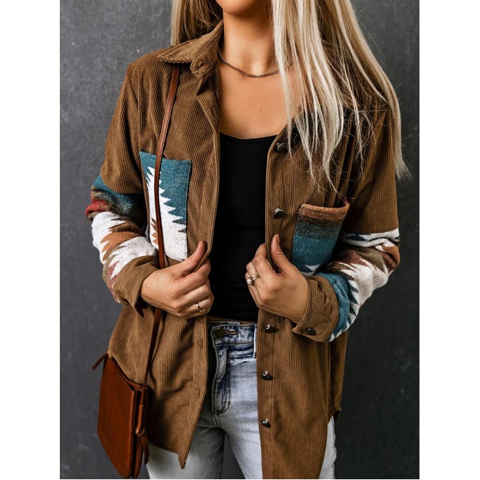 Vintage ethnic print corduroy jacket