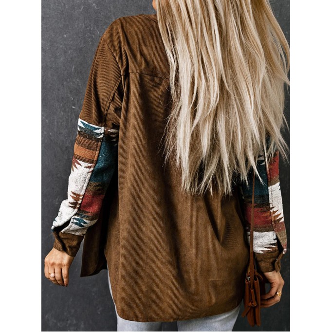 Vintage ethnic print corduroy jacket