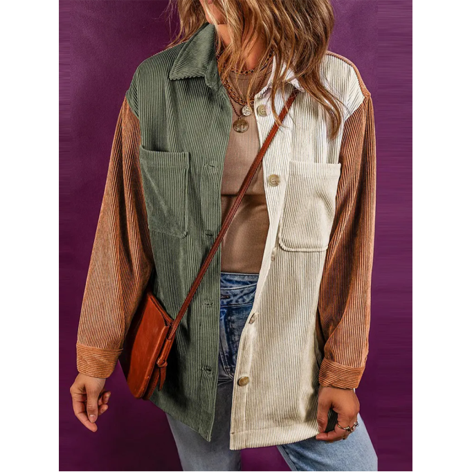 Women's Color Block Corduroy Jacket