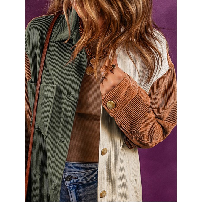 Women's Color Block Corduroy Jacket