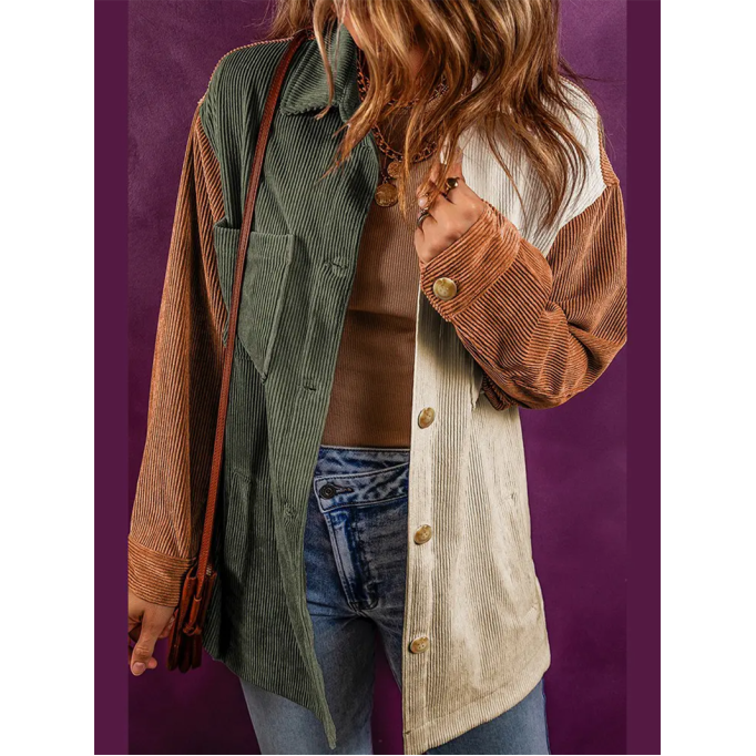 Women's Color Block Corduroy Jacket