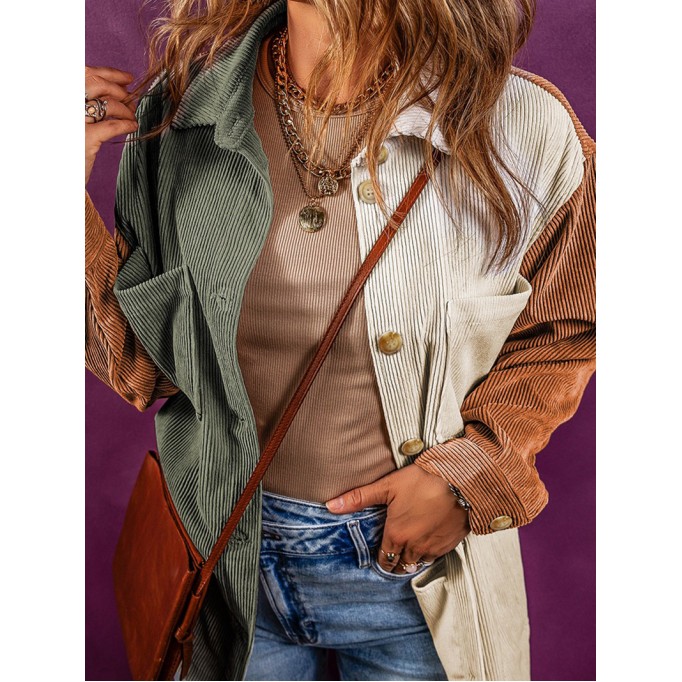 Women's Color Block Corduroy Jacket
