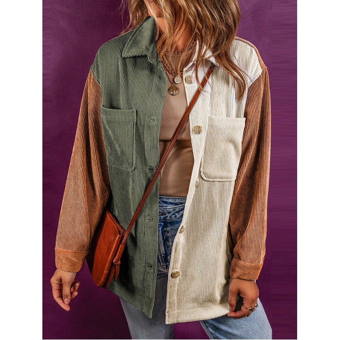 Women's Color Block Corduroy Jacket
