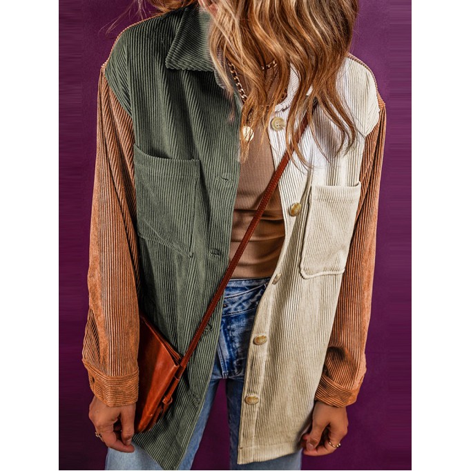 Women's Color Block Corduroy Jacket